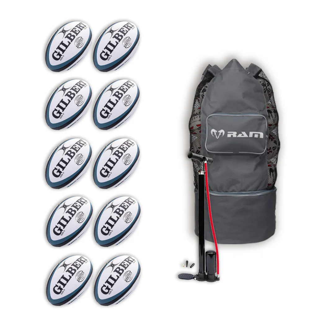 Gilbert Kinetica Match Ball Bundle - 10 x balls and bag