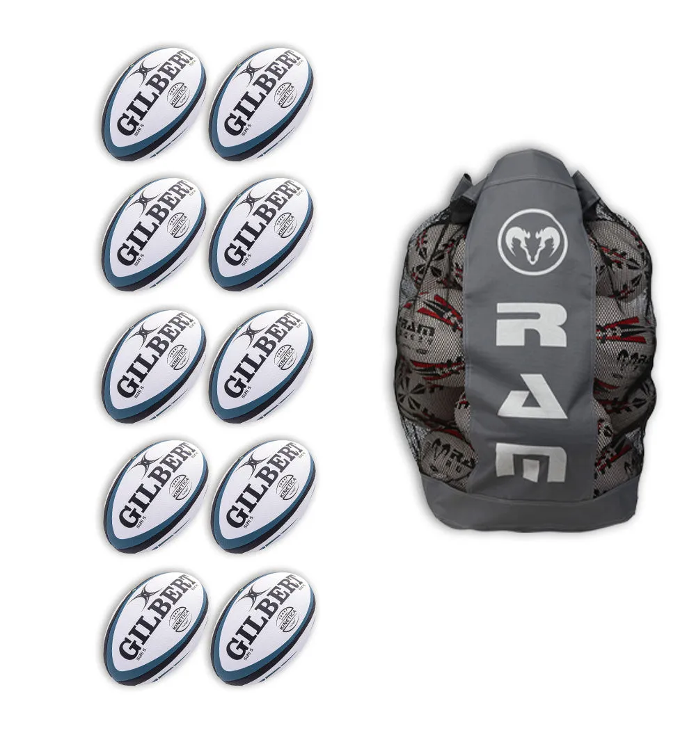 Gilbert Kinetica Match Ball Bundle - 10 x balls and bag