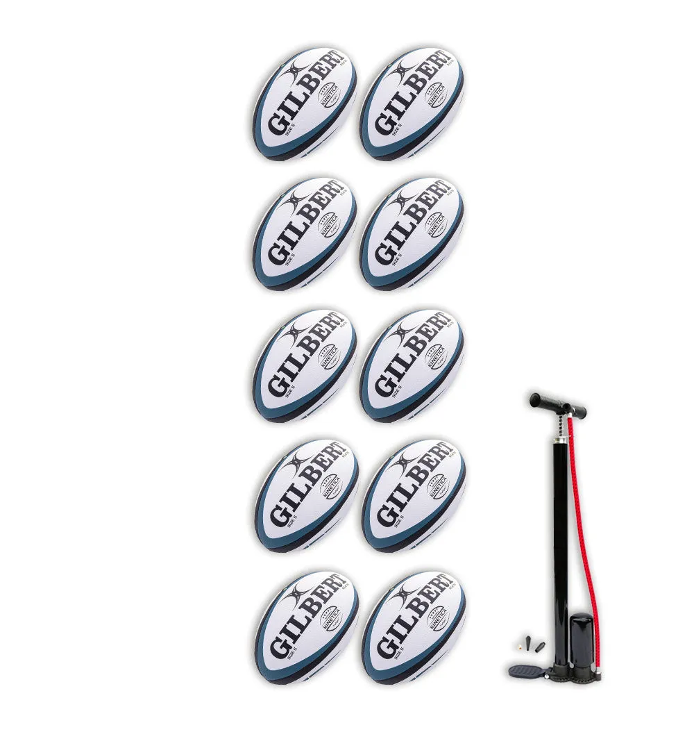 Gilbert Kinetica Match Ball Bundle - 10 x balls and bag
