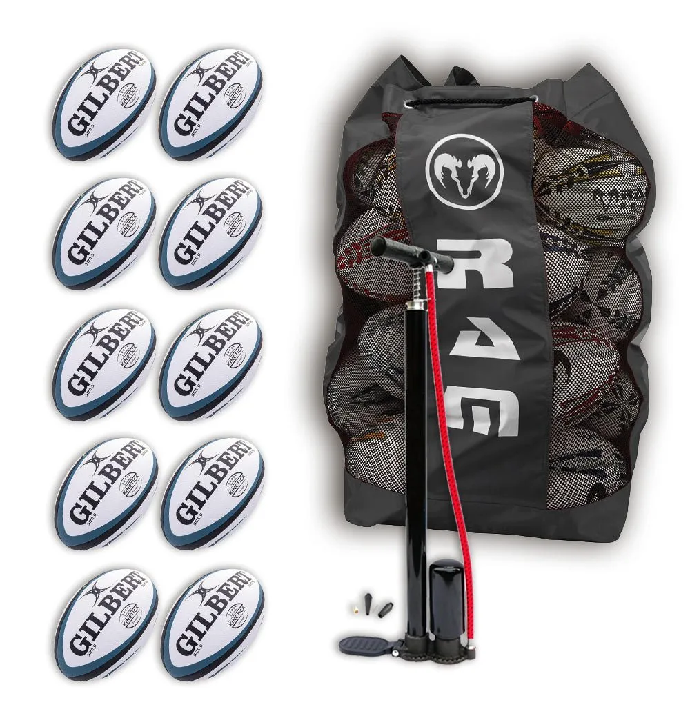 Gilbert Kinetica Match Ball Bundle - 10 x balls and bag