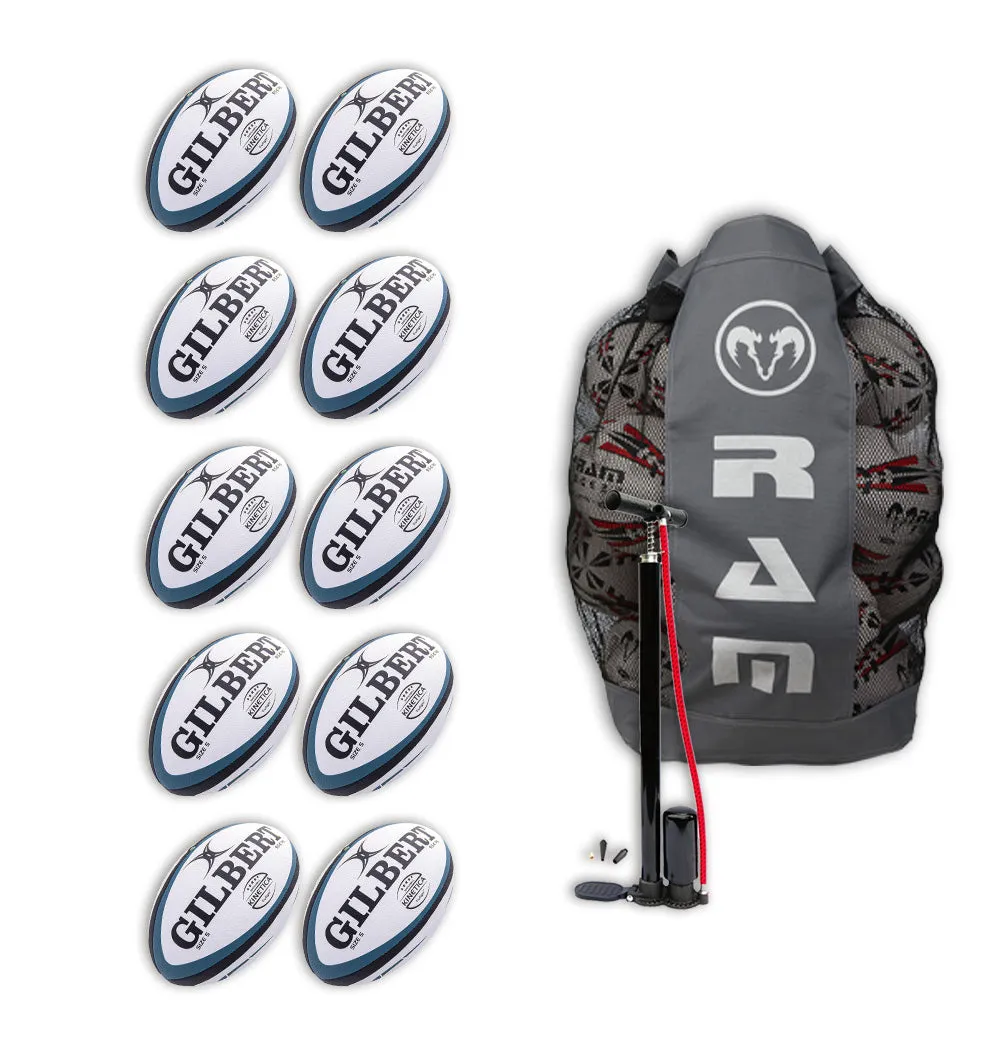 Gilbert Kinetica Match Ball Bundle - 10 x balls and bag