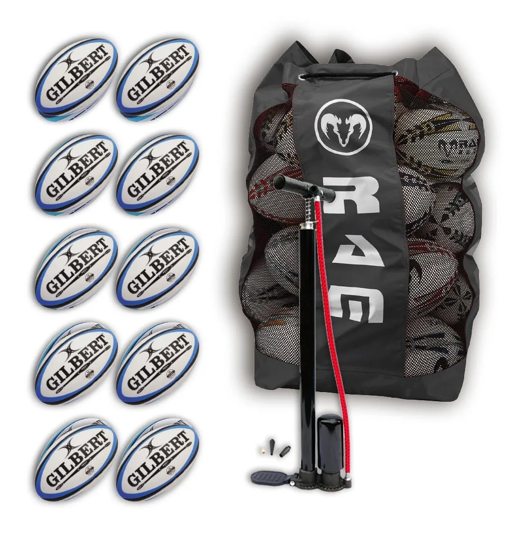 Gilbert Omega Blue Match Ball Bundle - 10 x balls and bag
