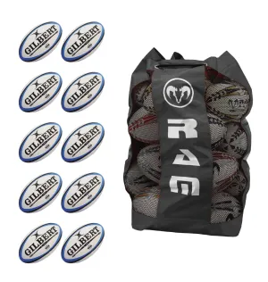 Gilbert Omega Blue Match Ball Bundle - 10 x balls and bag