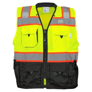 Global Glove & Safety GLO-099 FrogWear HV Premium High Vis Polyester Surveyors Vest, Class 2