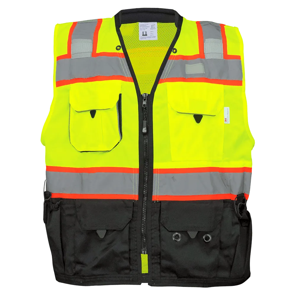 Global Glove & Safety GLO-099 FrogWear HV Premium High Vis Polyester Surveyors Vest, Class 2