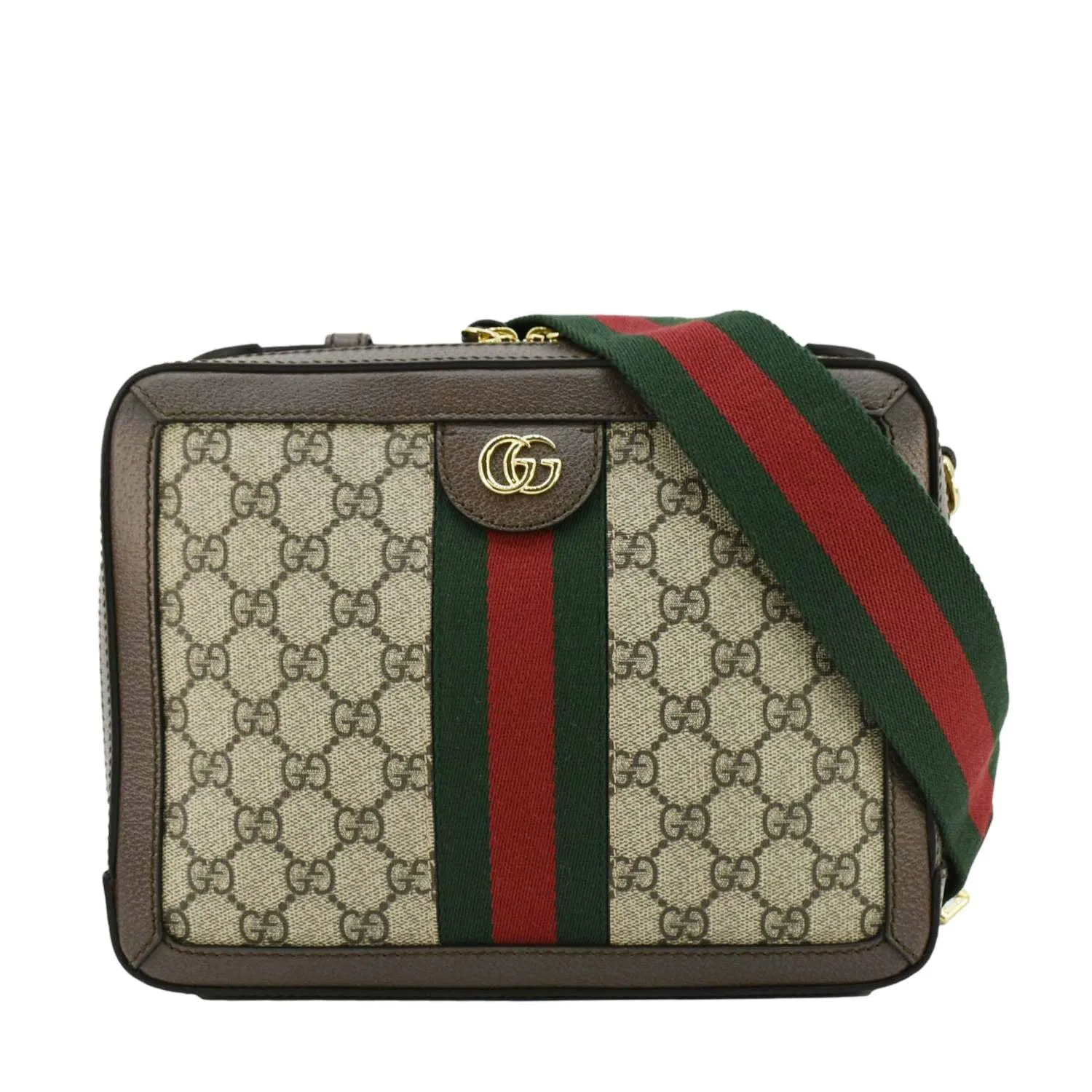 GUCCI Ophidia Web Small GG Supreme Canvas Shoulder Bag Beige 550622
