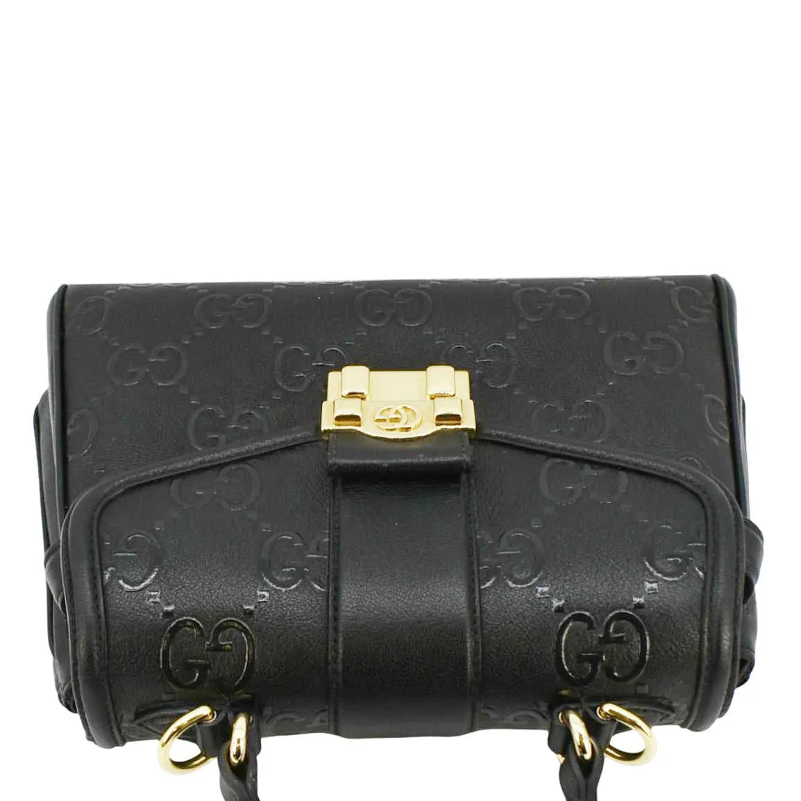GUCCI Small GG Leather Top Handle Shoulder Bag Black 675791