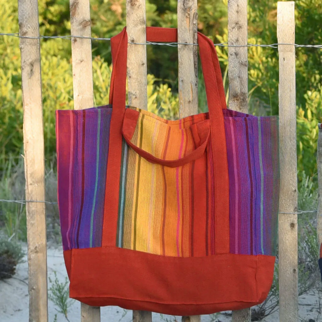 Hand Woven Market Tote | Bright Rainbow