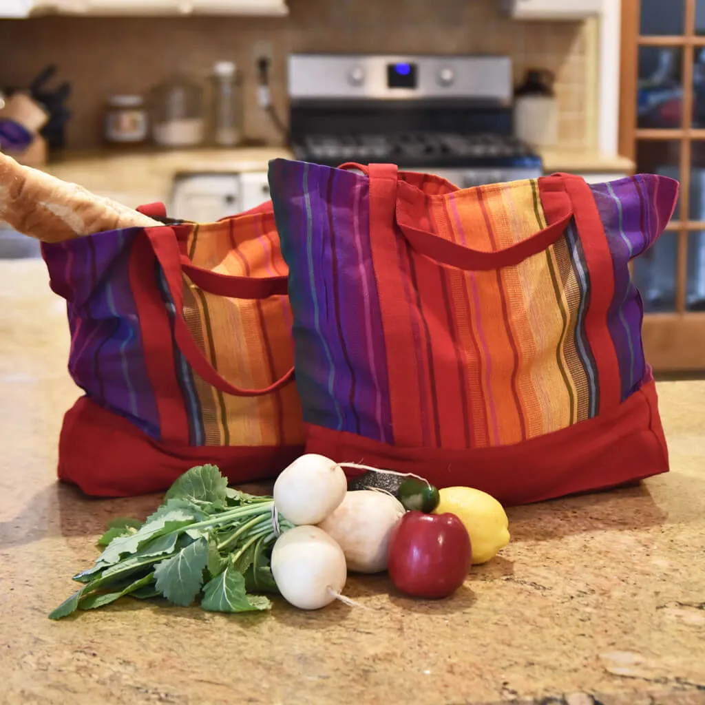 Hand Woven Market Tote | Bright Rainbow