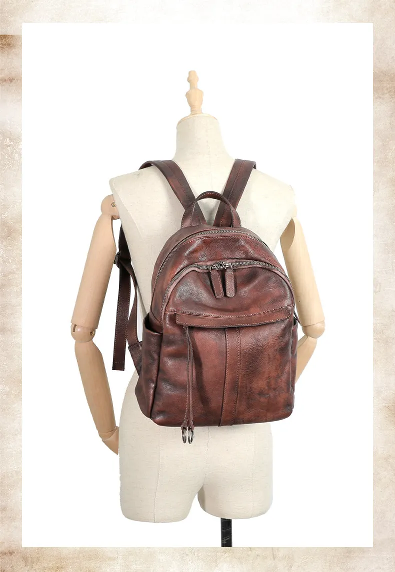 Handmade Green Leather Backpacks Bag Womens Best School Rucksack Ladies Leather Backpack Purses
