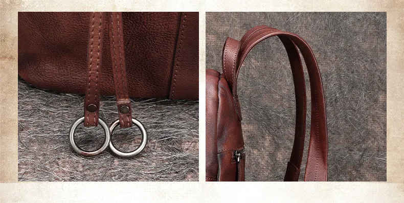 Handmade Green Leather Backpacks Bag Womens Best School Rucksack Ladies Leather Backpack Purses
