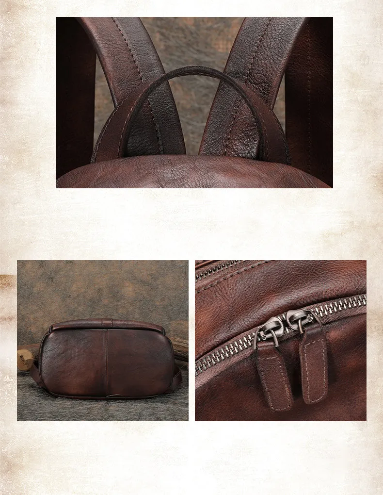 Handmade Green Leather Backpacks Bag Womens Best School Rucksack Ladies Leather Backpack Purses