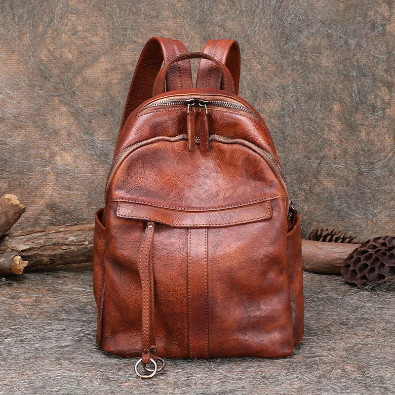 Handmade Green Leather Backpacks Bag Womens Best School Rucksack Ladies Leather Backpack Purses