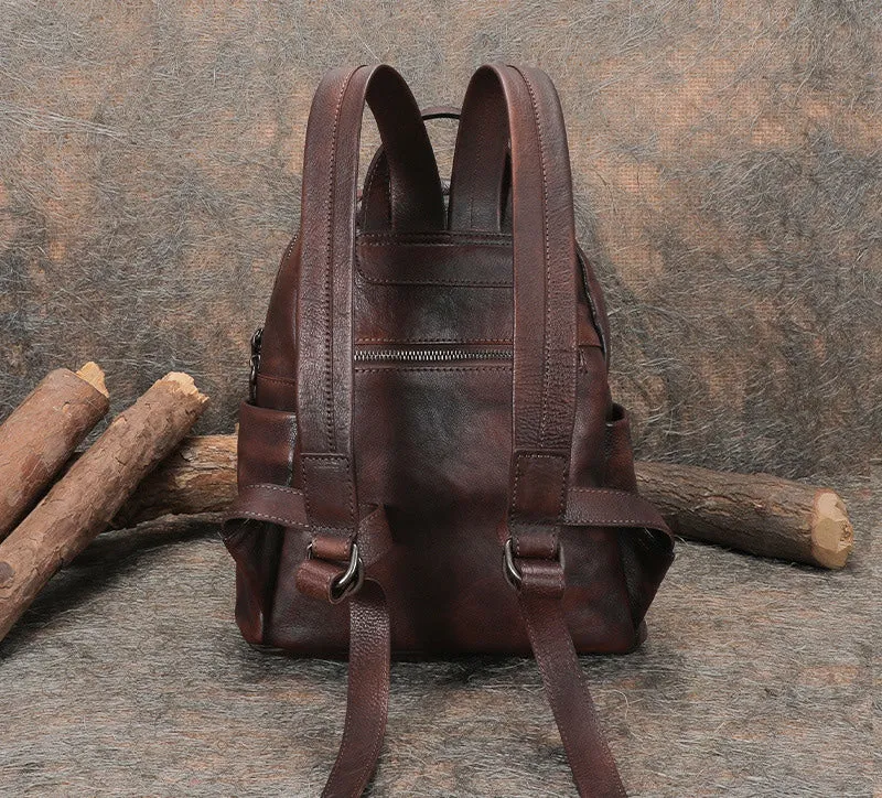 Handmade Green Leather Backpacks Bag Womens Best School Rucksack Ladies Leather Backpack Purses