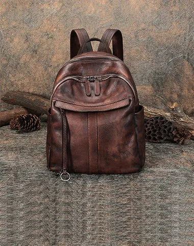 Handmade Green Leather Backpacks Bag Womens Best School Rucksack Ladies Leather Backpack Purses