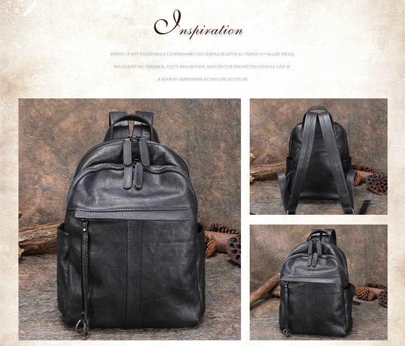 Handmade Green Leather Backpacks Bag Womens Best School Rucksack Ladies Leather Backpack Purses