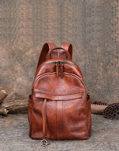 Handmade Green Leather Backpacks Bag Womens Best School Rucksack Ladies Leather Backpack Purses