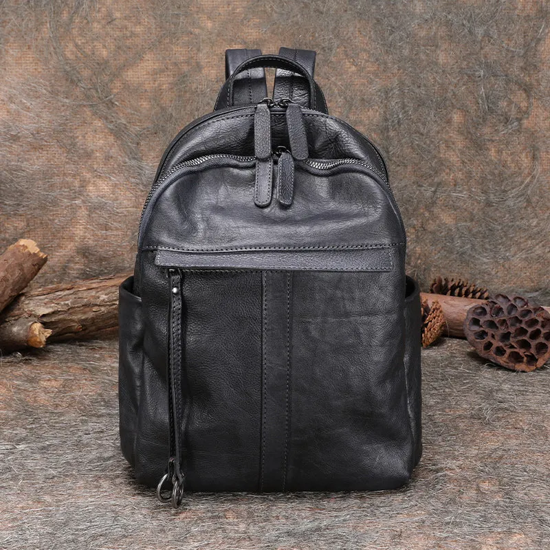 Handmade Green Leather Backpacks Bag Womens Best School Rucksack Ladies Leather Backpack Purses