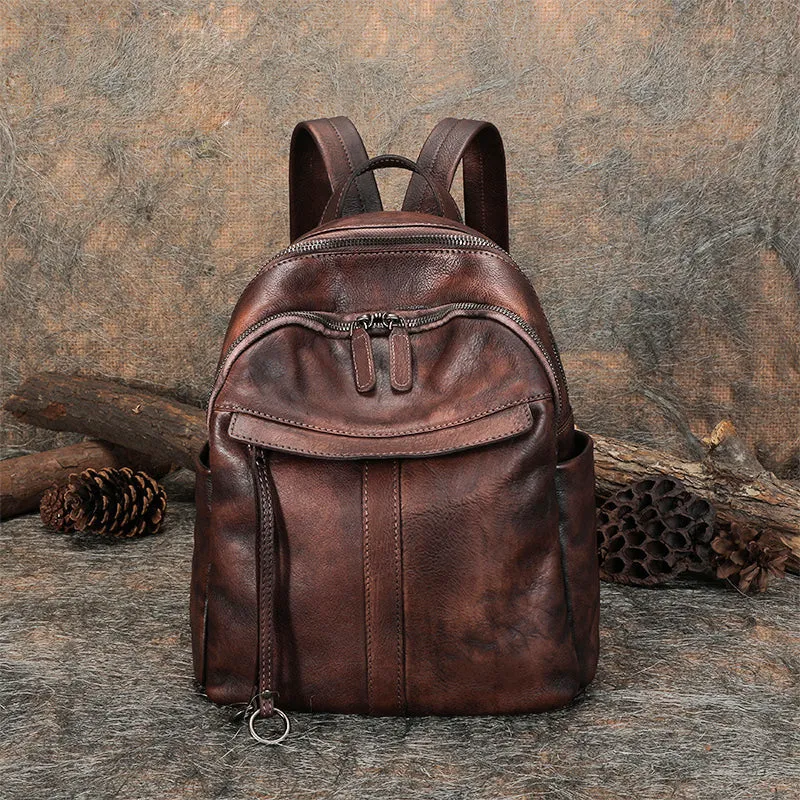 Handmade Green Leather Backpacks Bag Womens Best School Rucksack Ladies Leather Backpack Purses