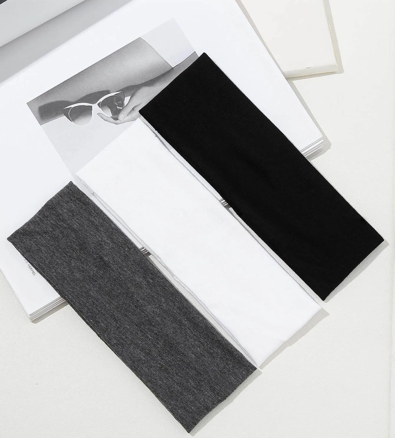 Headbands for Women 16 Pack Elastic Hair Bands for Women' Hair Non Slip Soft Cloth Fabric Headbands Women Hair Accessories, Black White Gray Women‘s Headband