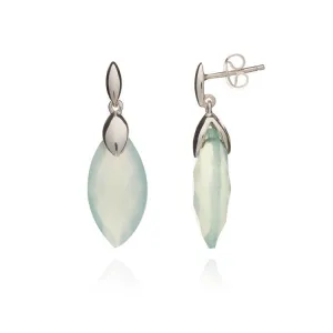 Hera Semi-Precious Stone Earrings in Silver Aqua
