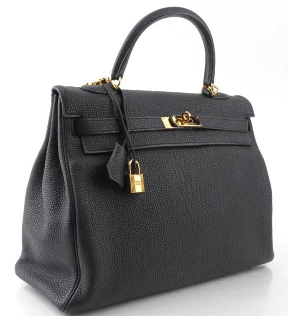 Hermes Kelly 35 in Black Togo Calfskin Leather