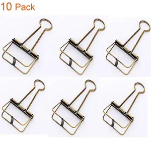 High-end 10PCS Binder Clips for Paper Stainless Steel Multi-Purpose Clips Paper Clip Clamp/Money File Binder Clipsfor Office, Home, School,Bronze Color, 1.60.8inch