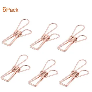 High-end 6PCS Binder Clips for Paper Stainless Steel Multi-Purpose Clips Paper Clip Clamp/Money File Binder Clipsfor Office, Home, School,Rose Gold Color, 2.80.6inch