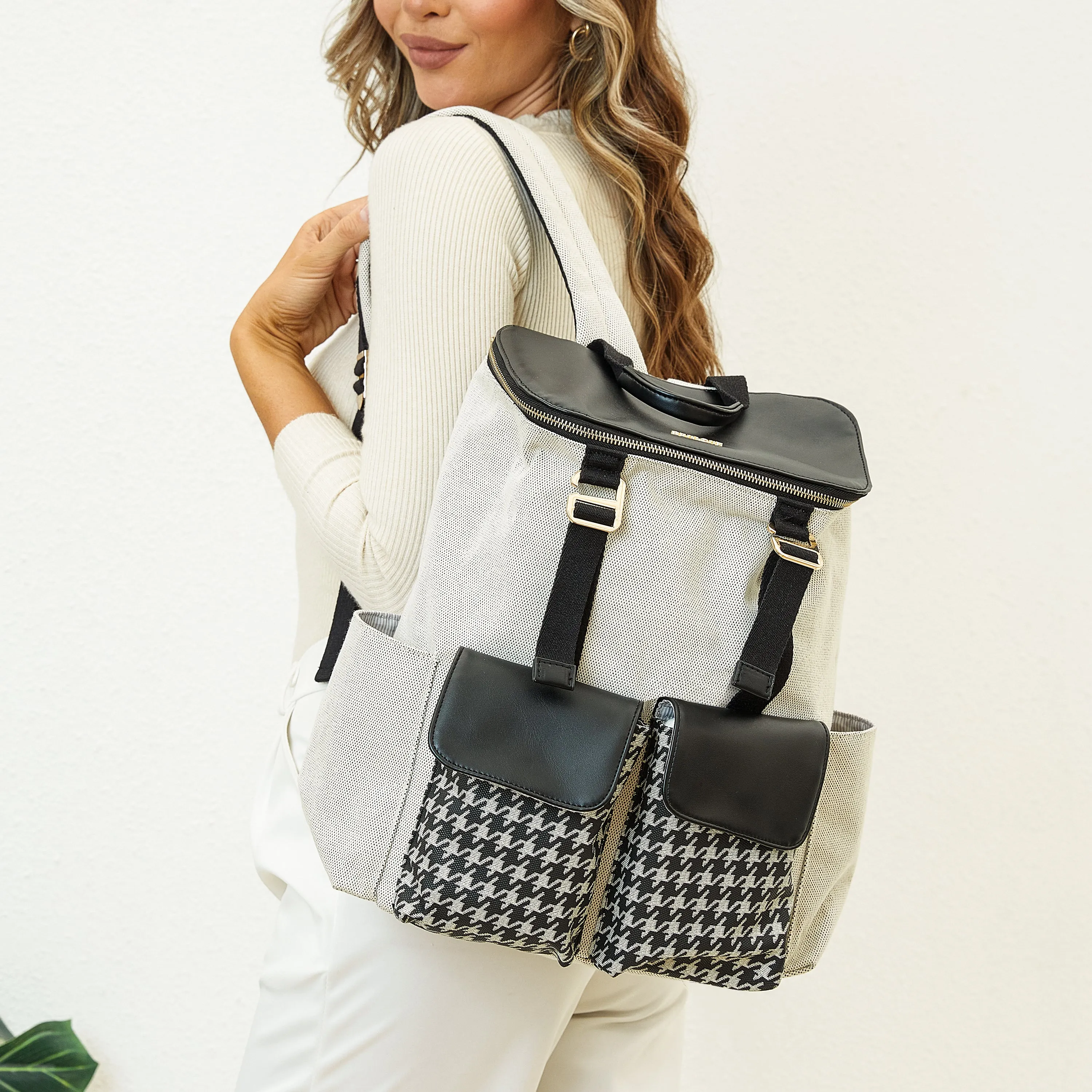 Houndstooth Backpack Diaper Bag