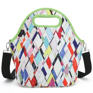 iColor Neoprene Lunch Bag with Cutlery Kit Neoprene Case for Knife,Fork,Spoon,removale Shoulder Strap,Large Size,Reusable Bags for Adults,Kids-Great Back to School Gift YLLB-12