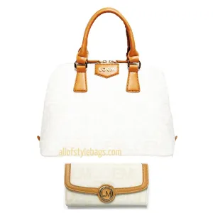 ivy beige LOEM signature Print trapezoid white L wallet shoulder Bag handbag set