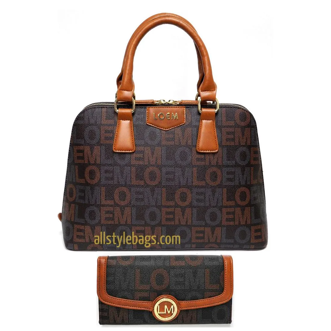 ivy beige LOEM signature Print trapezoid white L wallet shoulder Bag handbag set