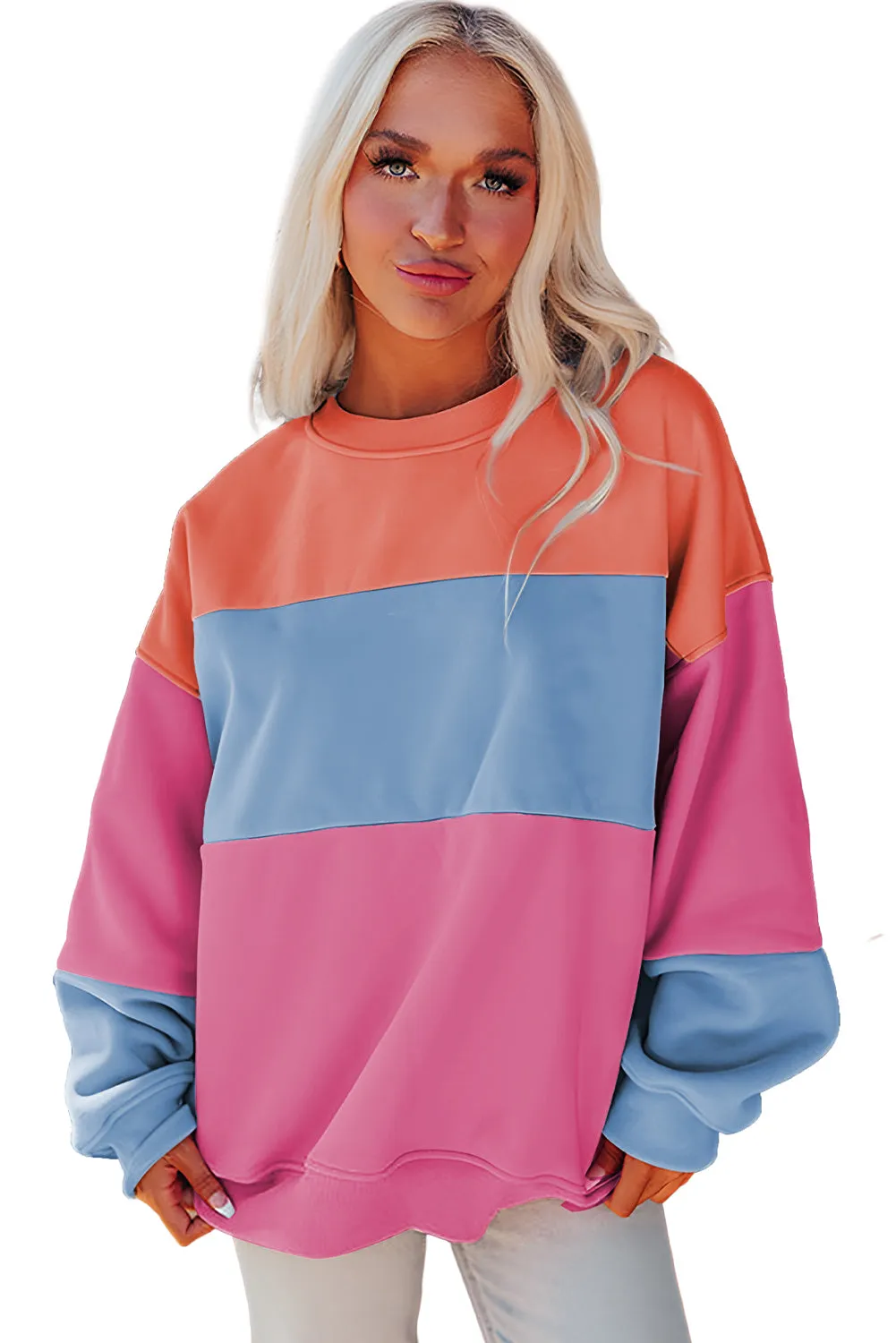 KaleaBoutique Beautiful Colorblock Patchwork Drop Shoulder Sweatshirt
