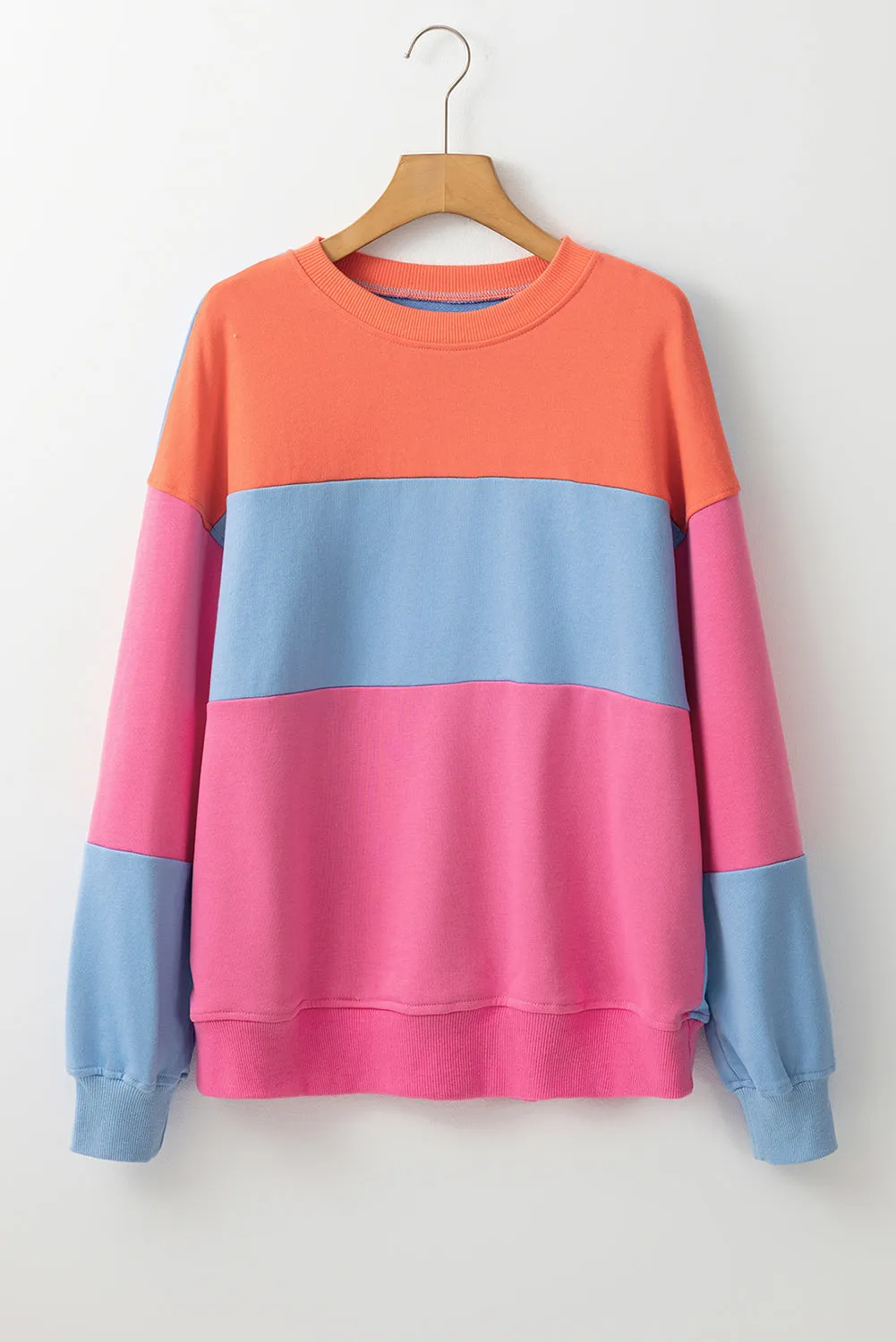 KaleaBoutique Beautiful Colorblock Patchwork Drop Shoulder Sweatshirt