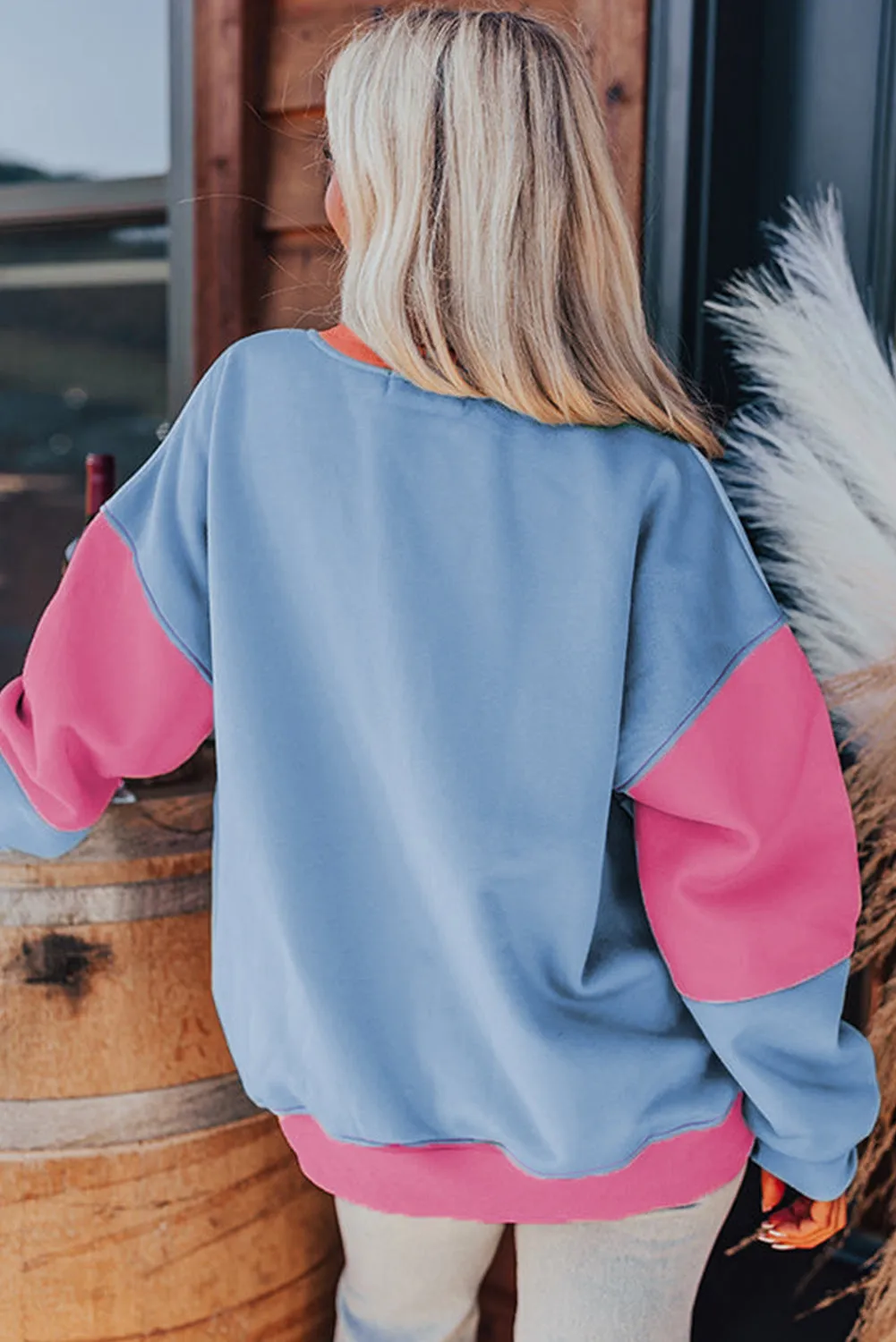 KaleaBoutique Beautiful Colorblock Patchwork Drop Shoulder Sweatshirt