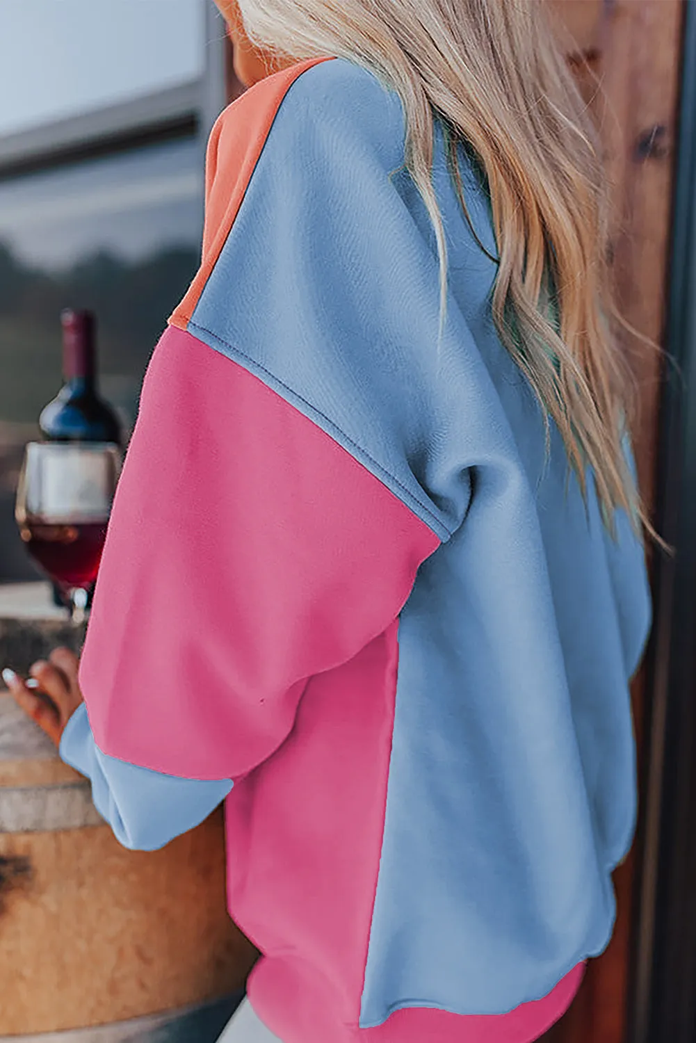 KaleaBoutique Beautiful Colorblock Patchwork Drop Shoulder Sweatshirt