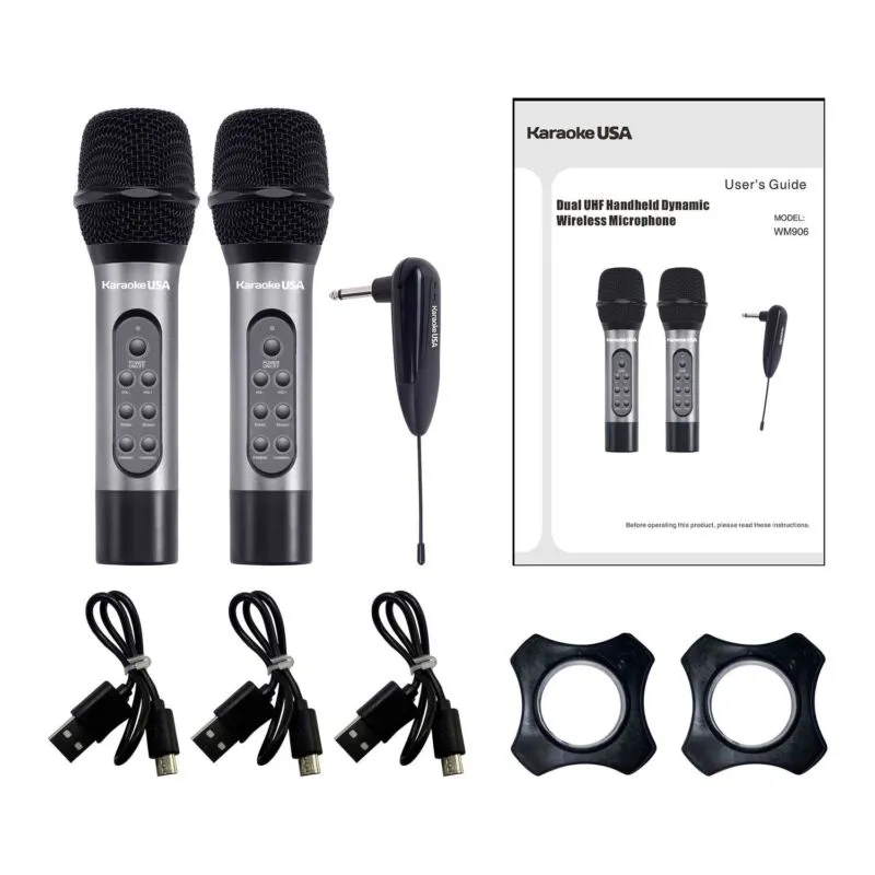 Karaoke USA WM906 WM906 Dual Professional 900 MHz UHF Wireless Handheld Micropho