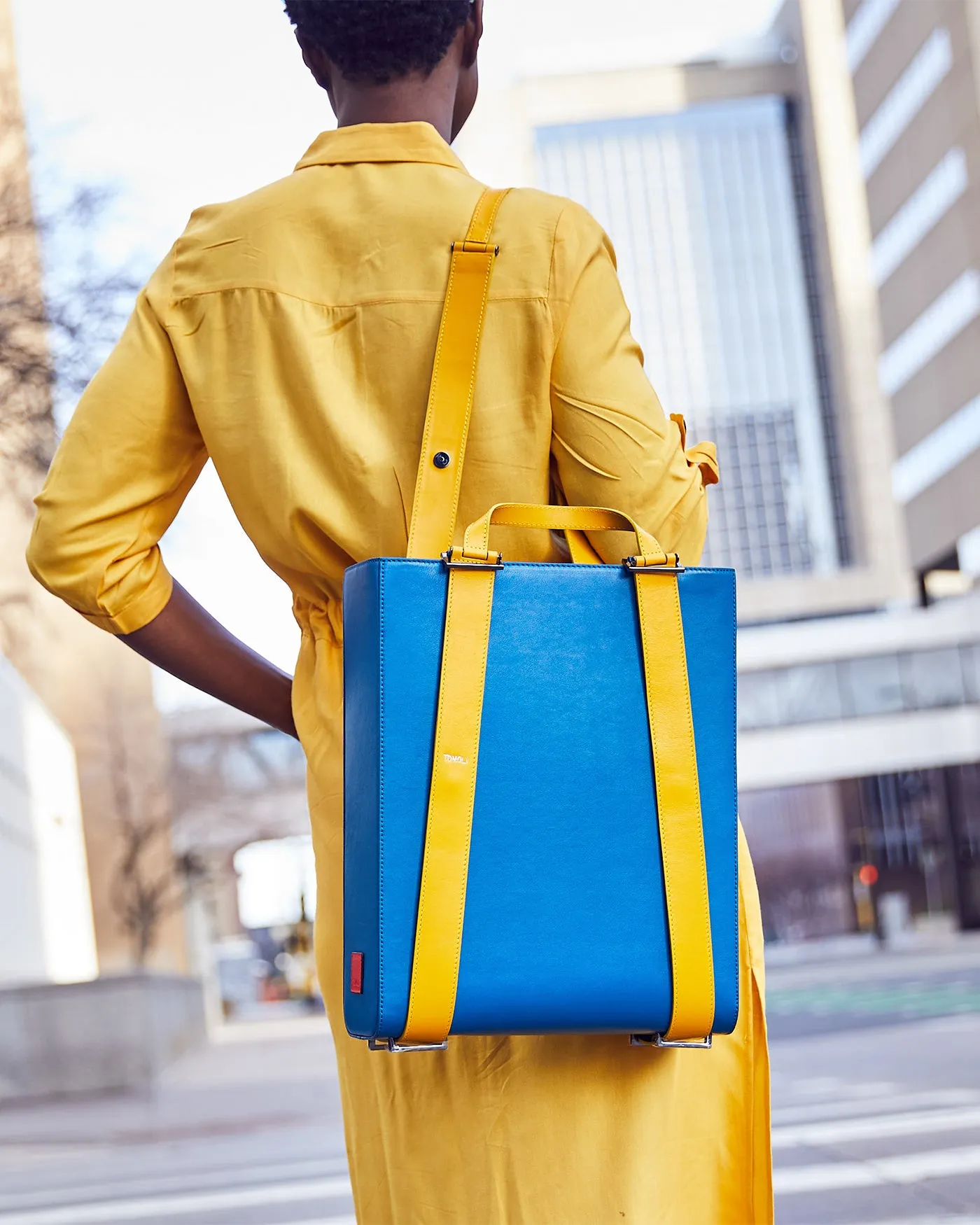 kora large convertible tote in aria leather - golden teal