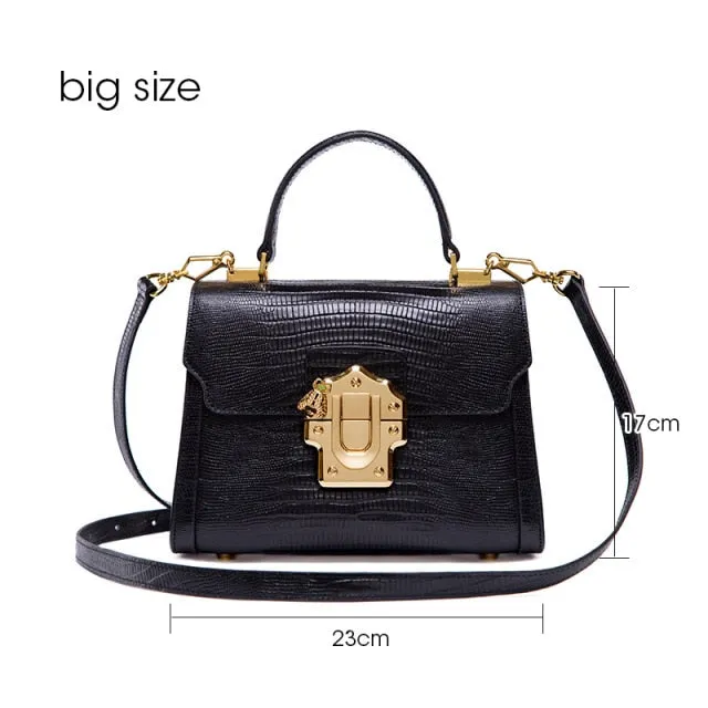 LA FESTIN Designer Serpentine Lock Handbag Split Leather New Fashion Women Shoulder Bag Luxury Famous Brand Bolsa Crossbody