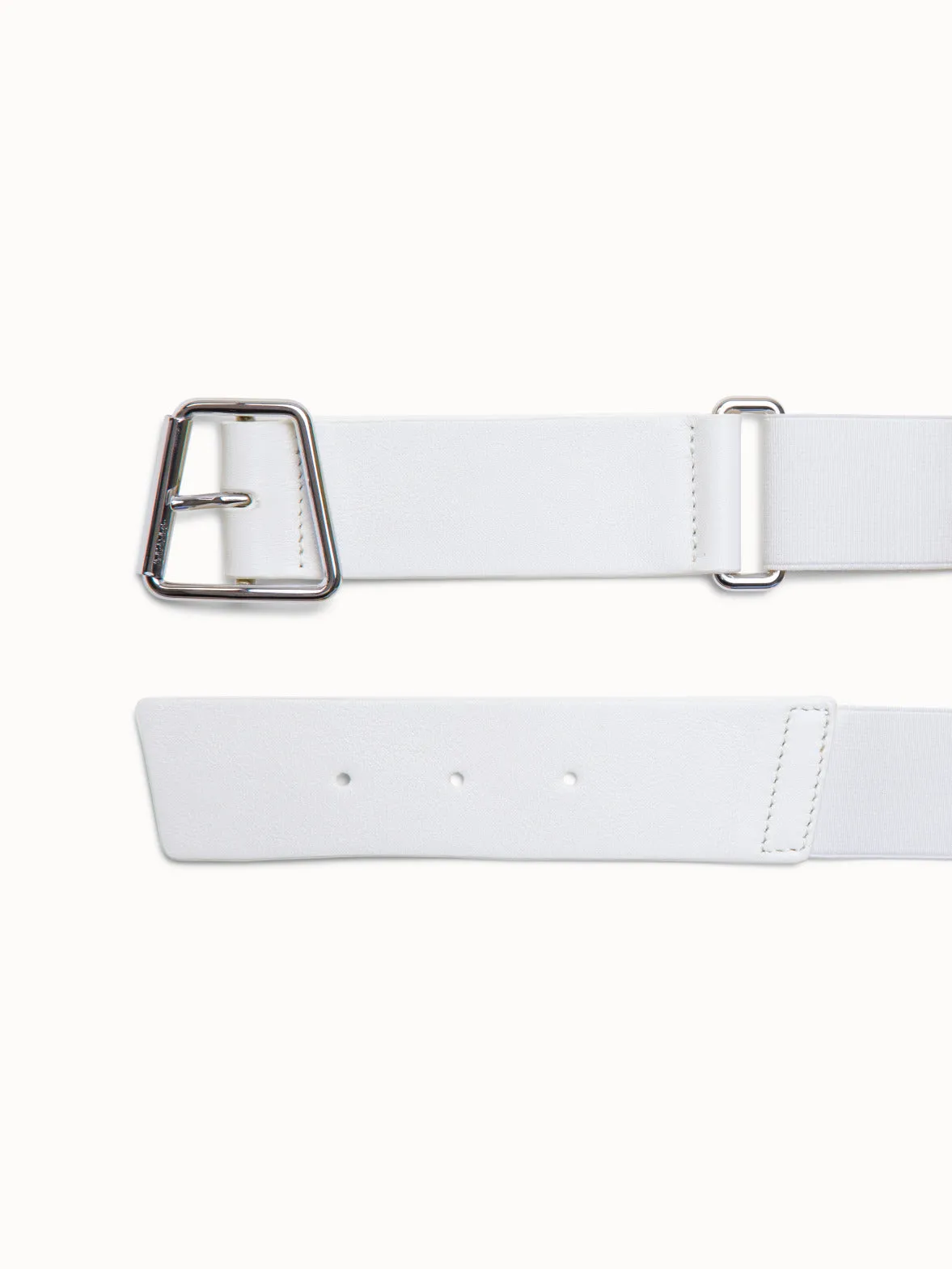 Leather and Elastic Belt with Trapezoid Buckle