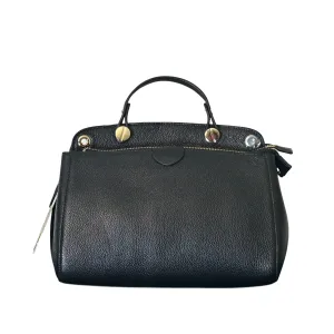 Leather Boat Tote Bag with Black/Gold Detail