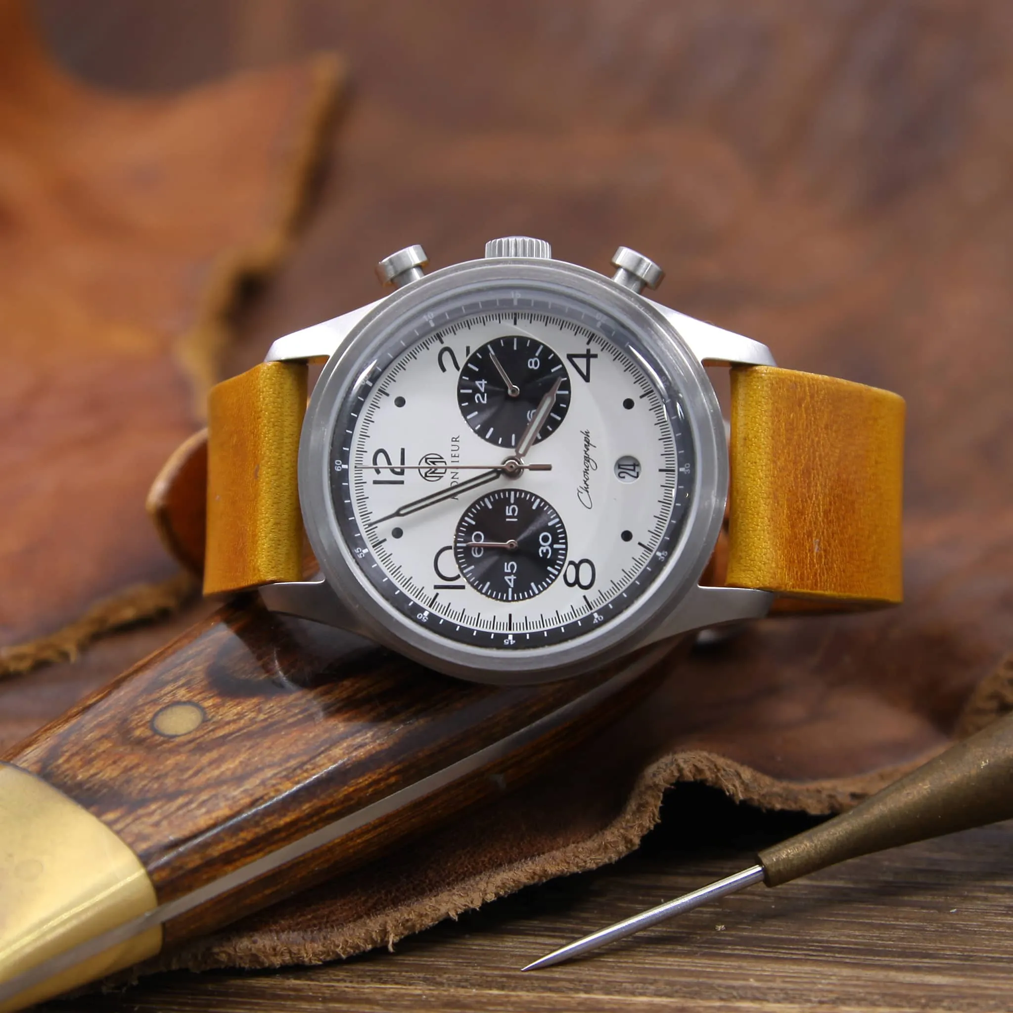 Leather Watch Strap, Military 104 | Stitch-less