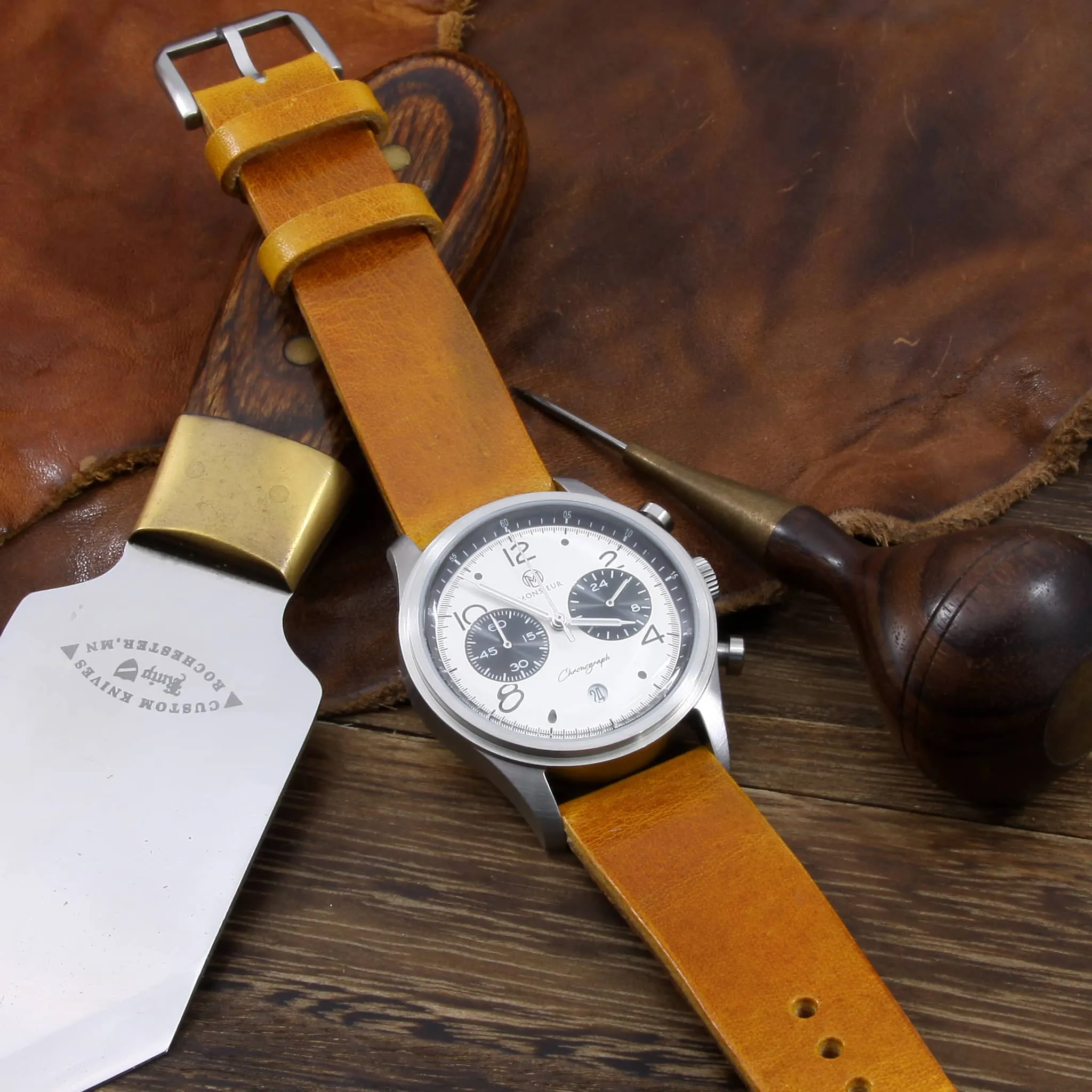 Leather Watch Strap, Military 104 | Stitch-less