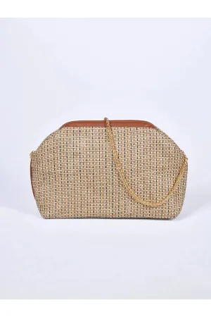 Line Pattern Chain Strap Shoulder Bag