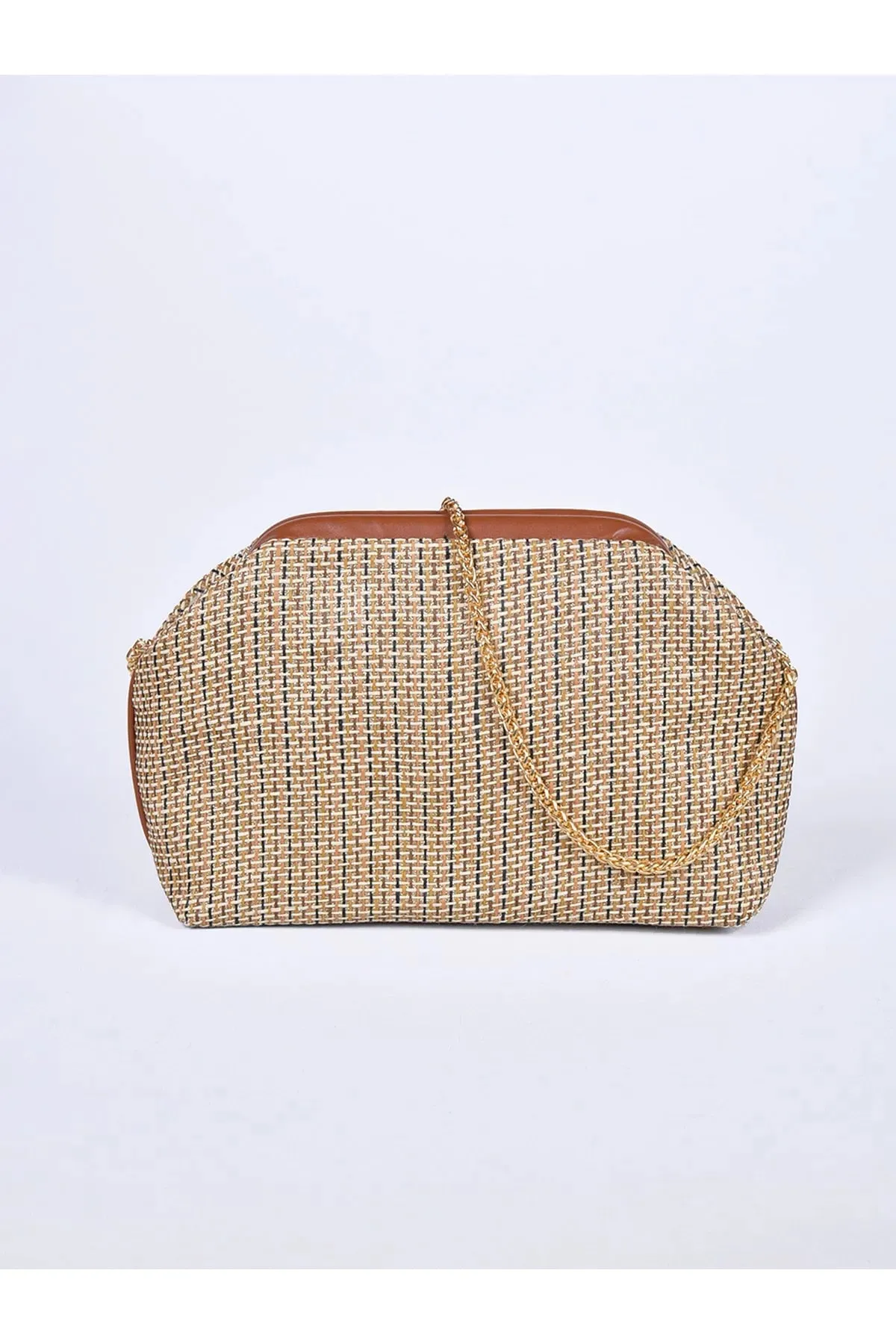 Line Pattern Chain Strap Shoulder Bag