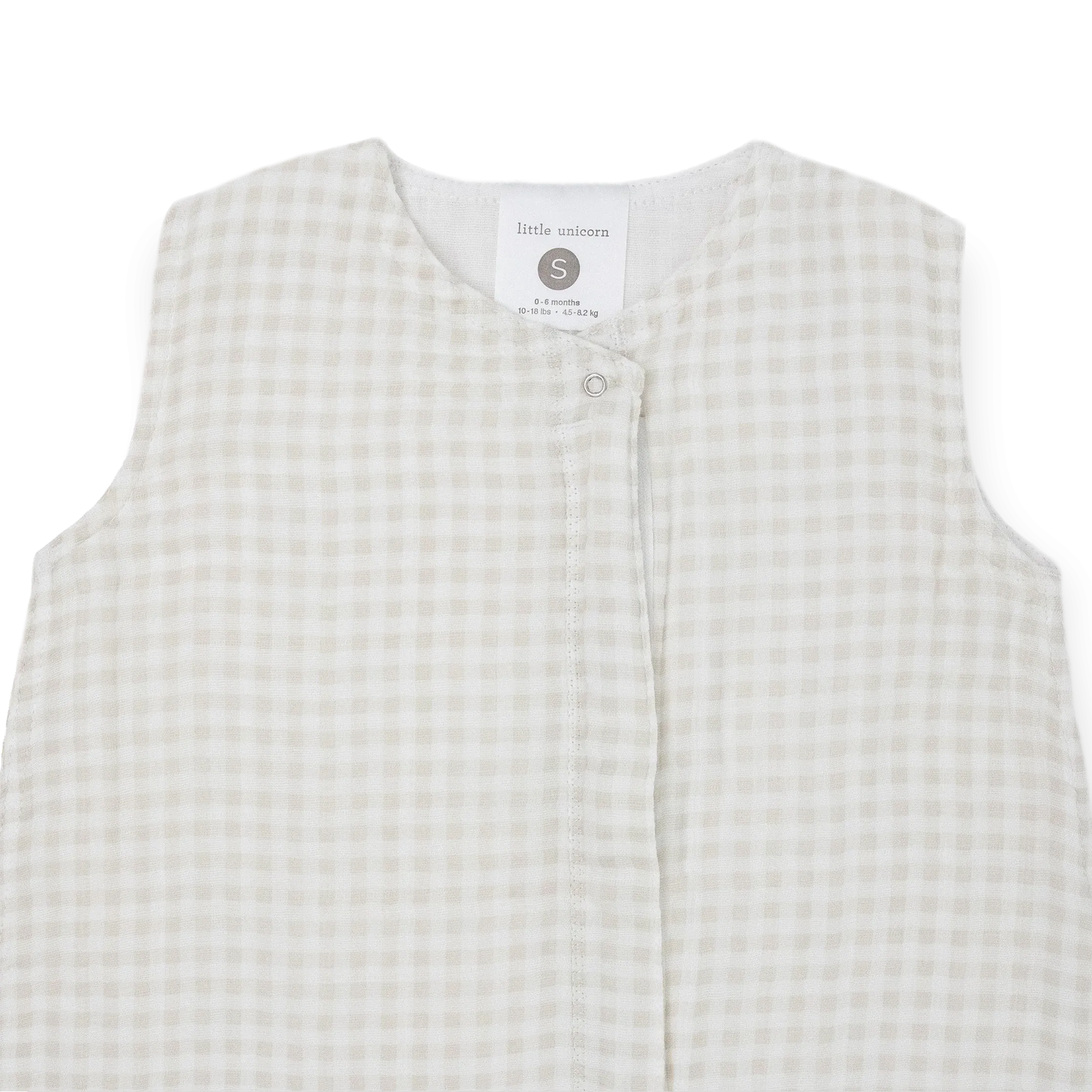 Little Unicorn Tan Gingham Cotton Muslin Sleep Bag