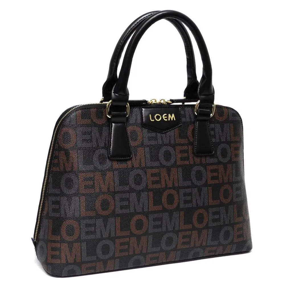 LOEM signature Print shoulder Bag L wallet handbag set Black trapezoid golden