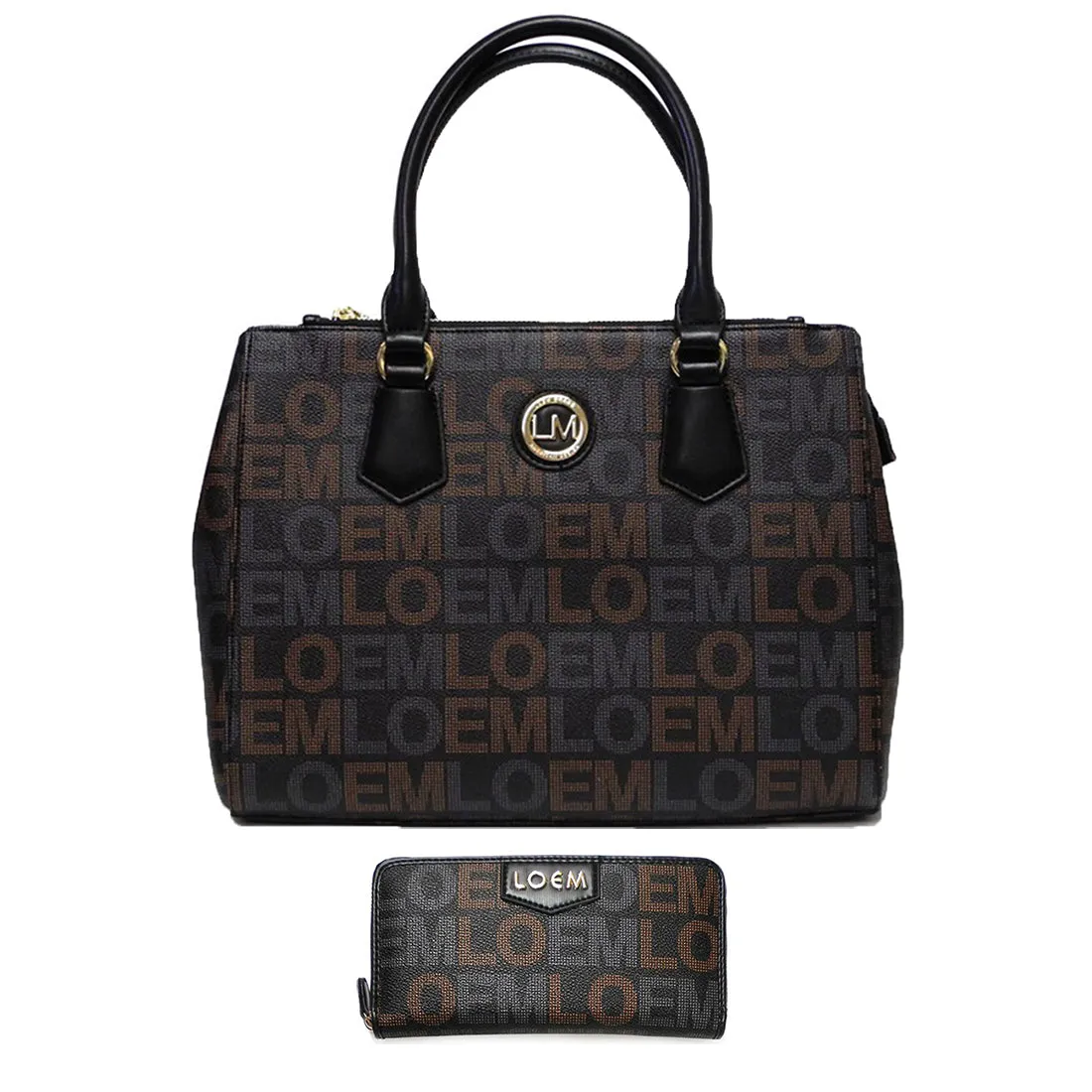 LOEM signature white shoulder Bag L wallet set triple zipper pockets dessigner