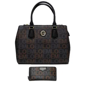 LOEM signature white shoulder Bag L wallet set triple zipper pockets dessigner