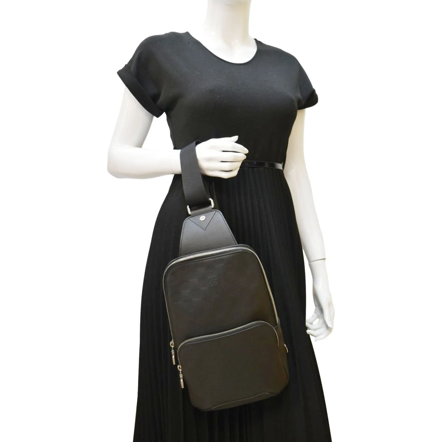 LOUIS VUITTON Avenue Sling Damier Infini Backpack Bag Black